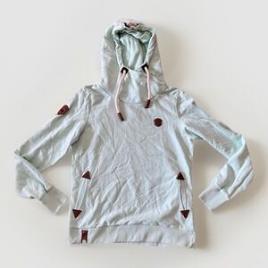 Naketano A Brave New World Womens XL Green Hoodie Cowl Neck Pullover Sweatshirt